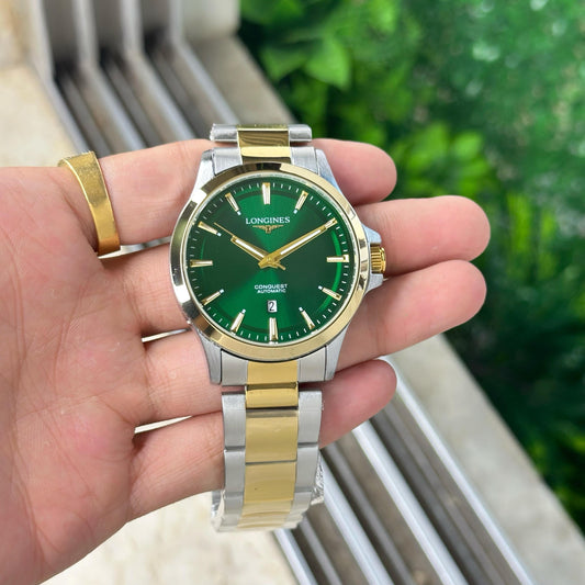 Silver Gold Green Metal Watch