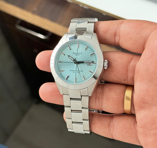 Silver Blue Automatic Watch