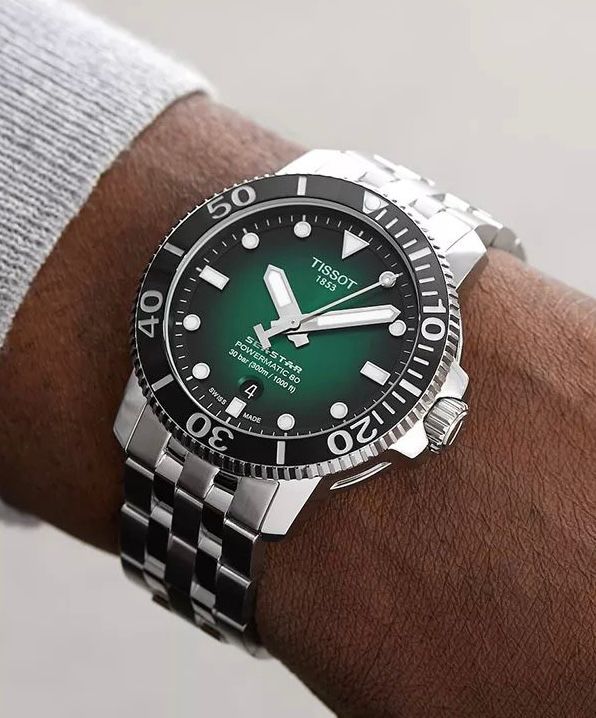 Silver Green Automatic Metal Watch