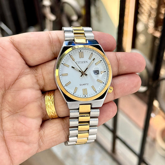 Silver Gold With White Dial