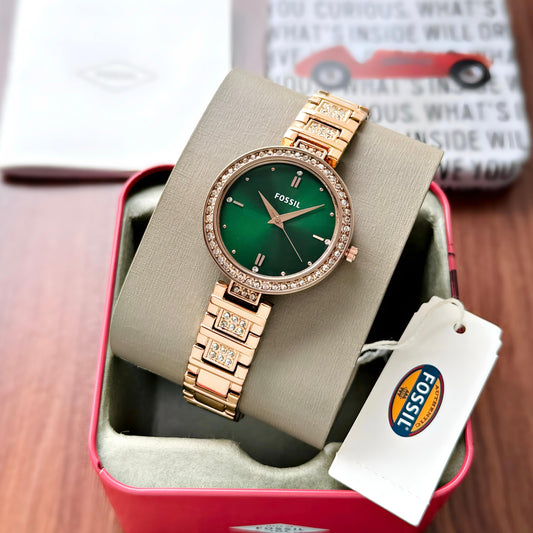 Rose Gold Green Diamond Women's Watch
