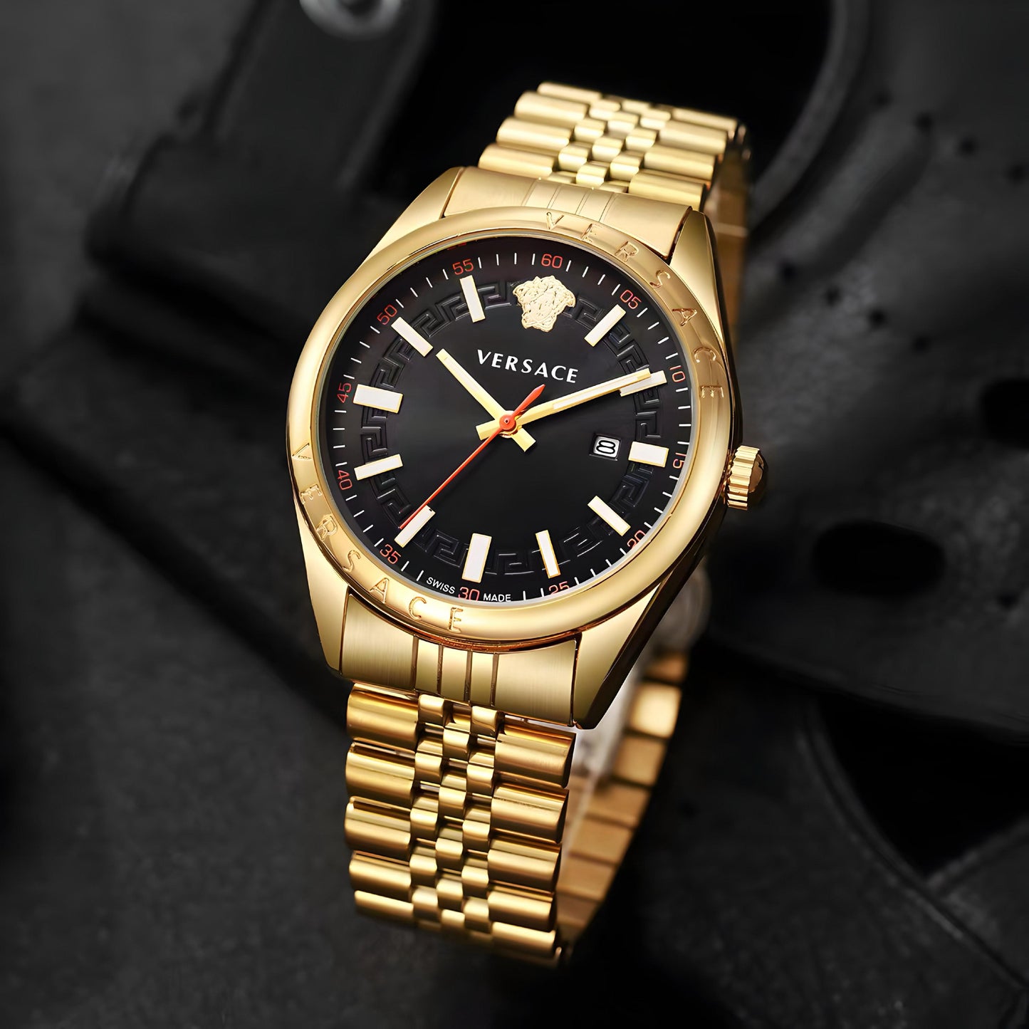 Gold Black Classic Metal Watch