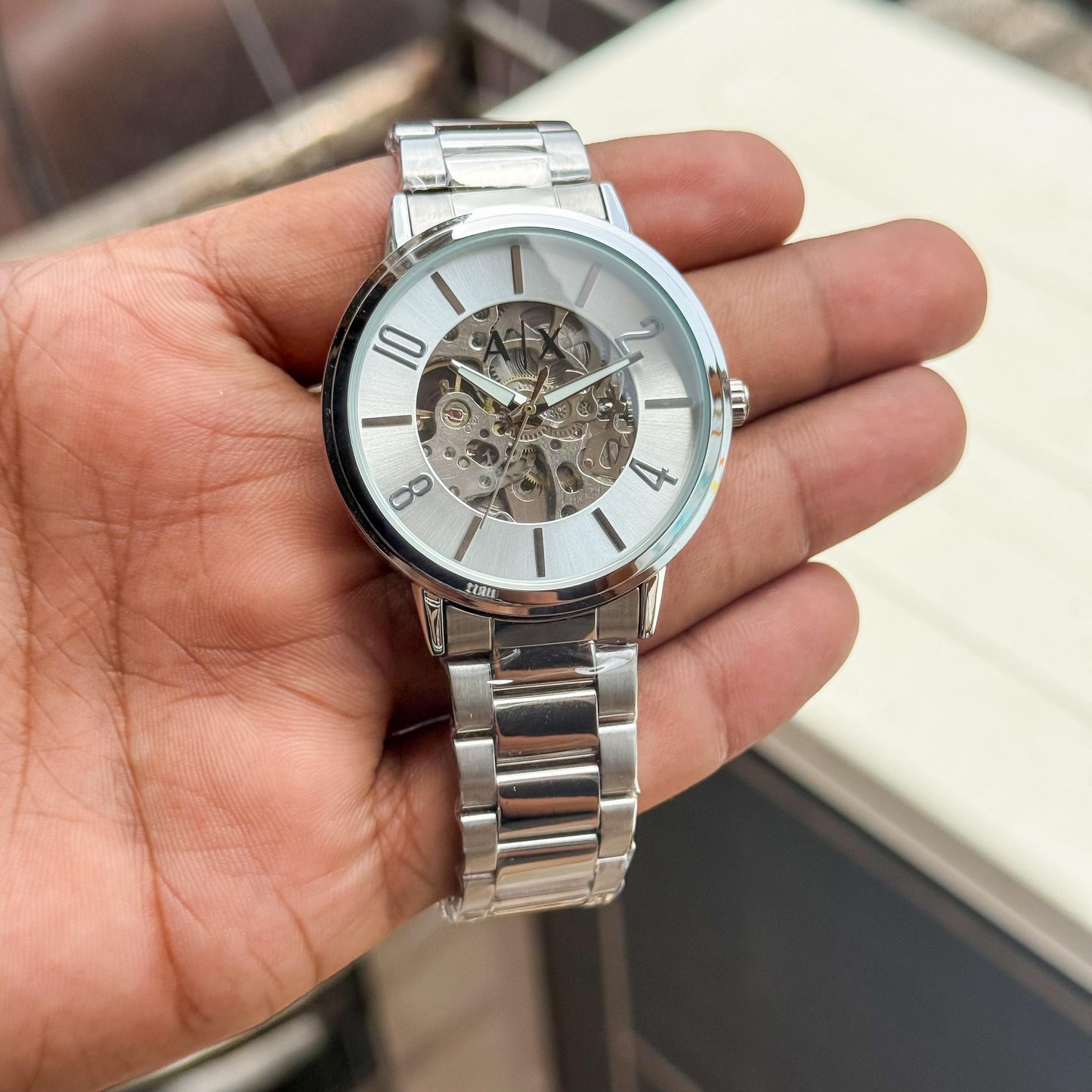 Full Silver Automatic Metal Watch