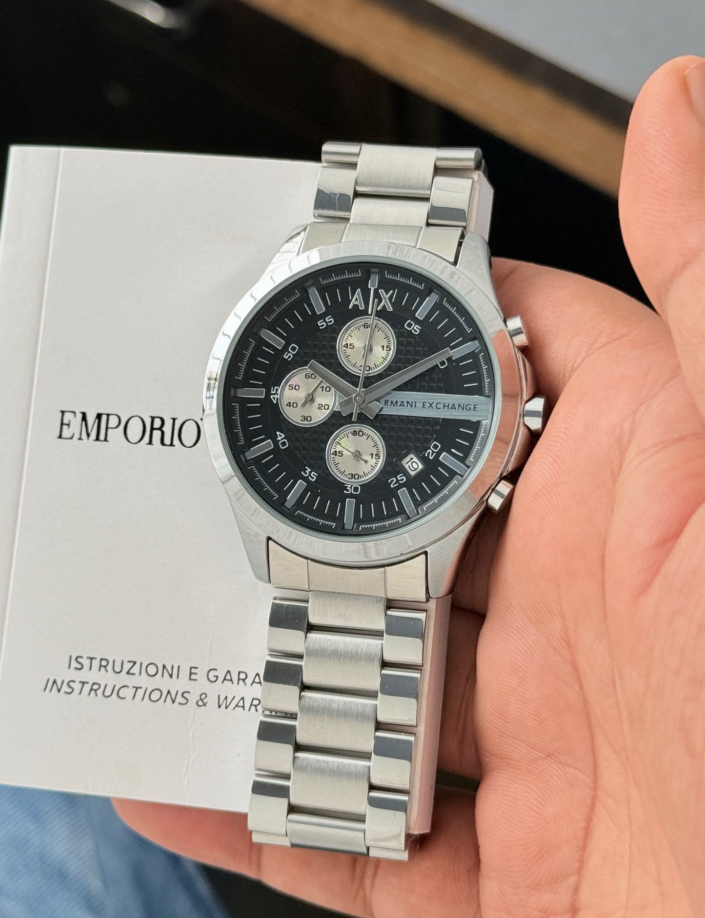 Silver Black Chronograph Watch