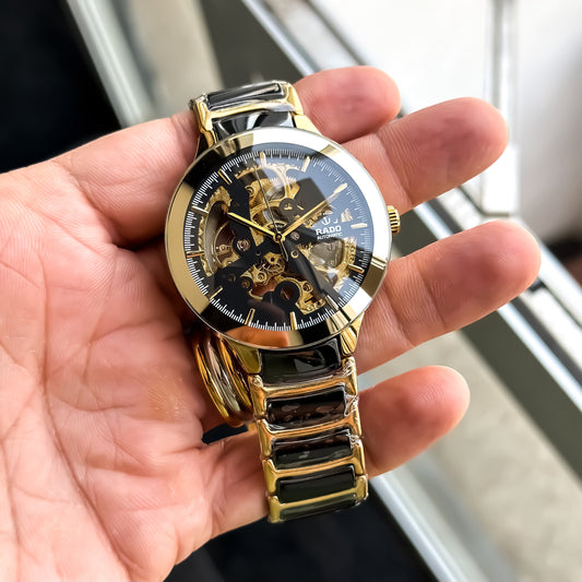 Gold Black Metal Ceramic Watch