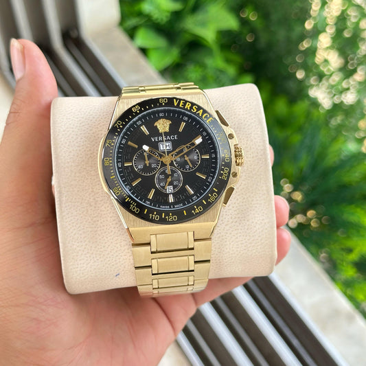 Gold Black Metal Watch