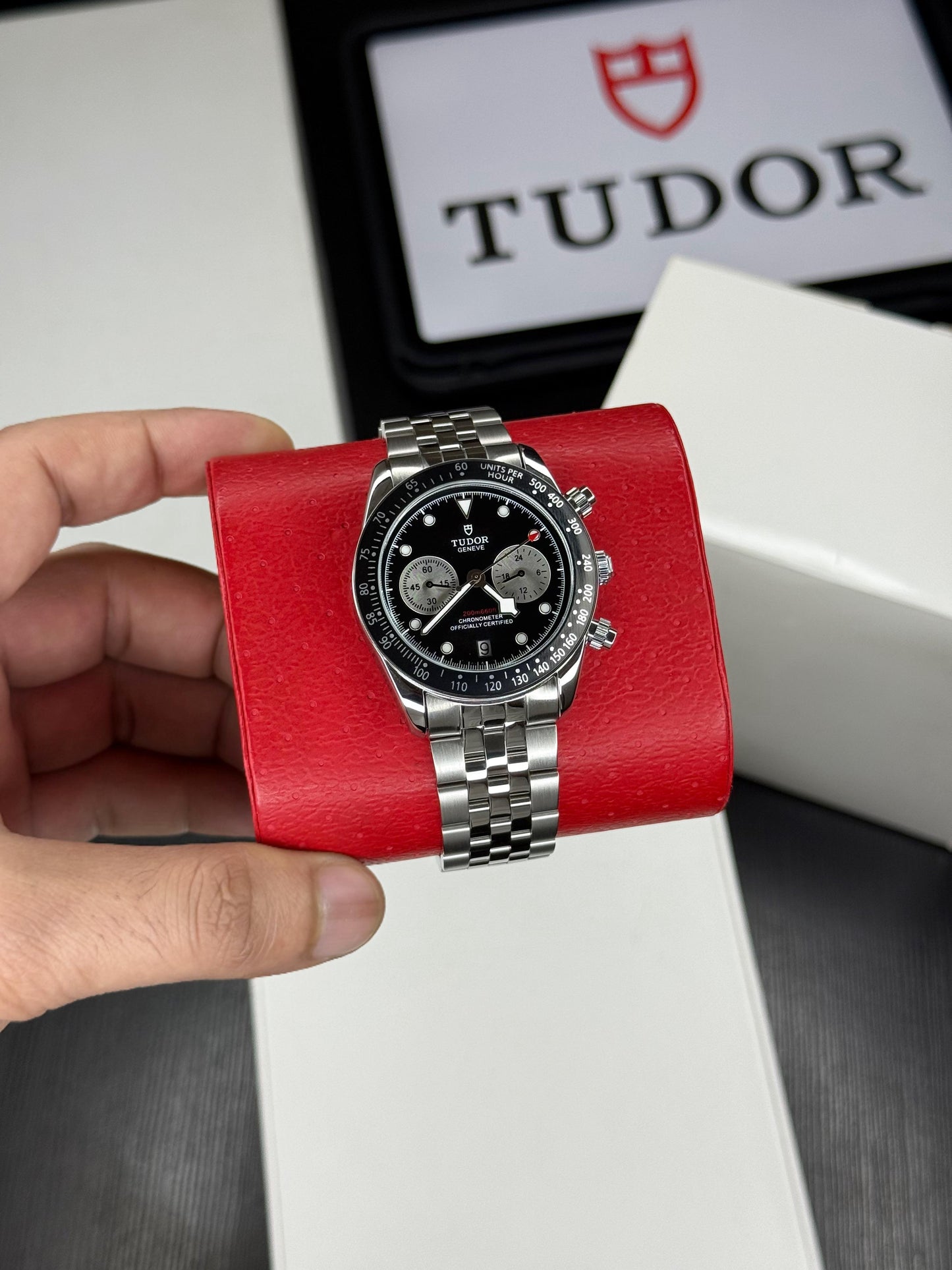 Silver Black Chronograph Watch