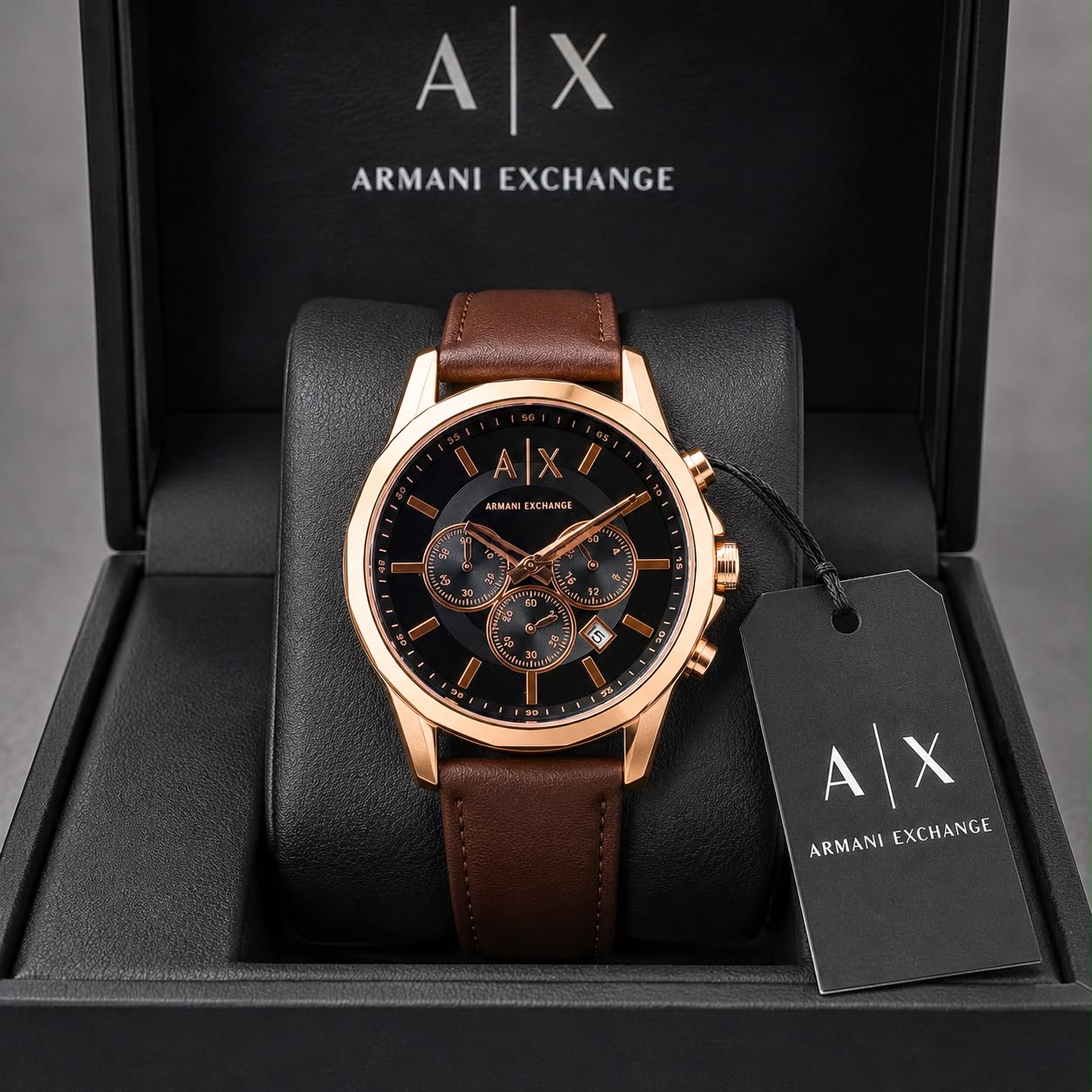 Brown Black Chronograph Watch