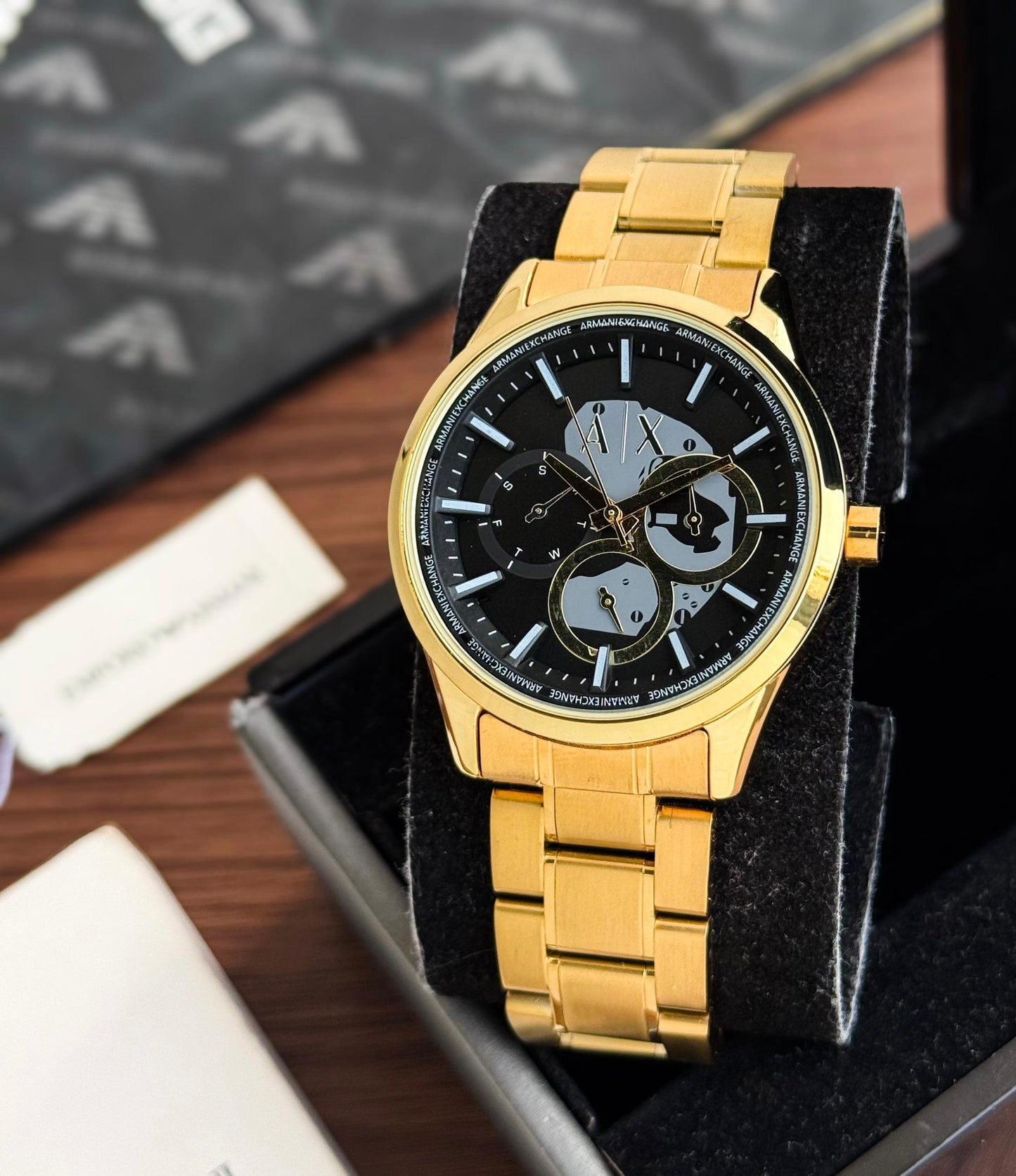 Gold Black Metal Watch