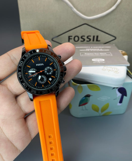 Orange Black Chronograph Watch