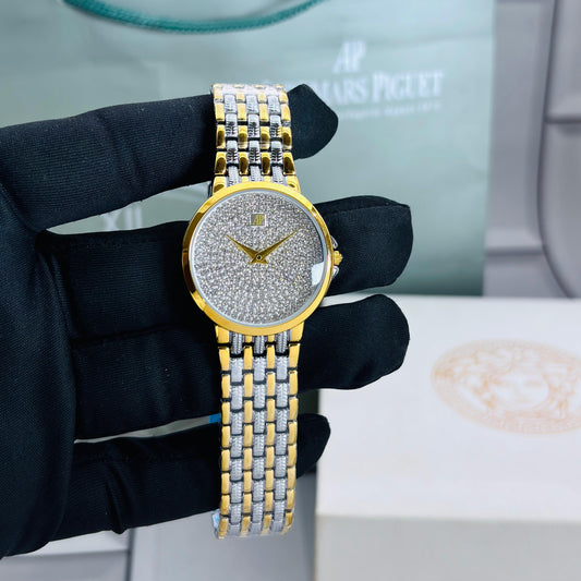 Silver Gold Diamond Women's Watch