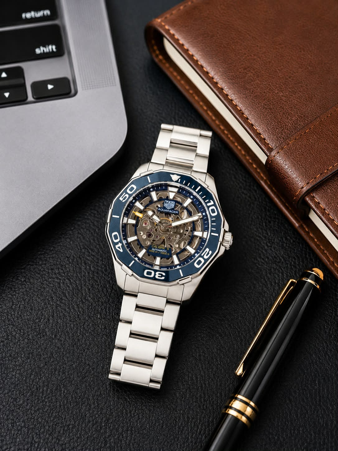 Silver Blue Automatic Watch