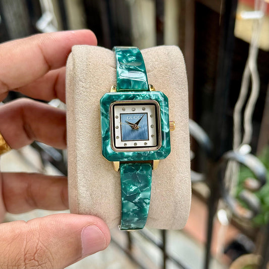 Green White Acrylic Women’s Watch