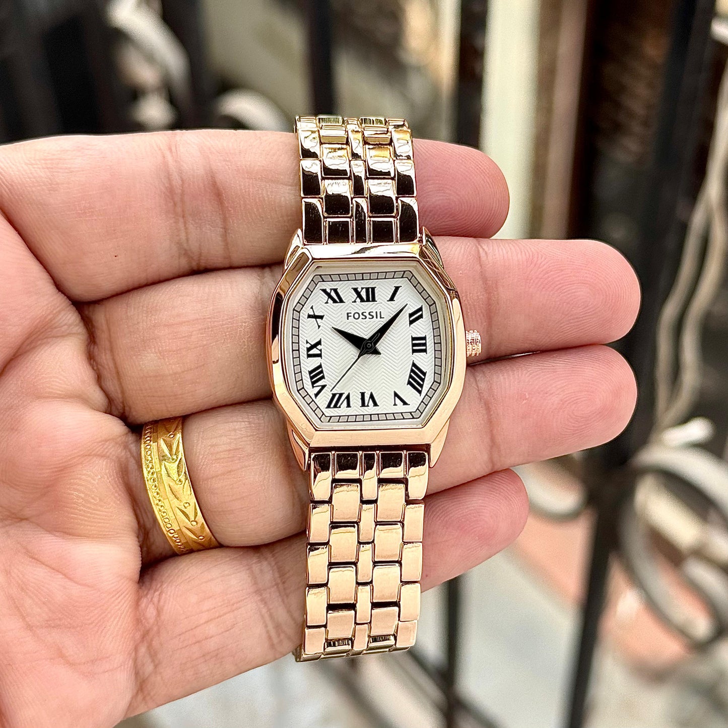 Rose Gold White Women's Metal Watch