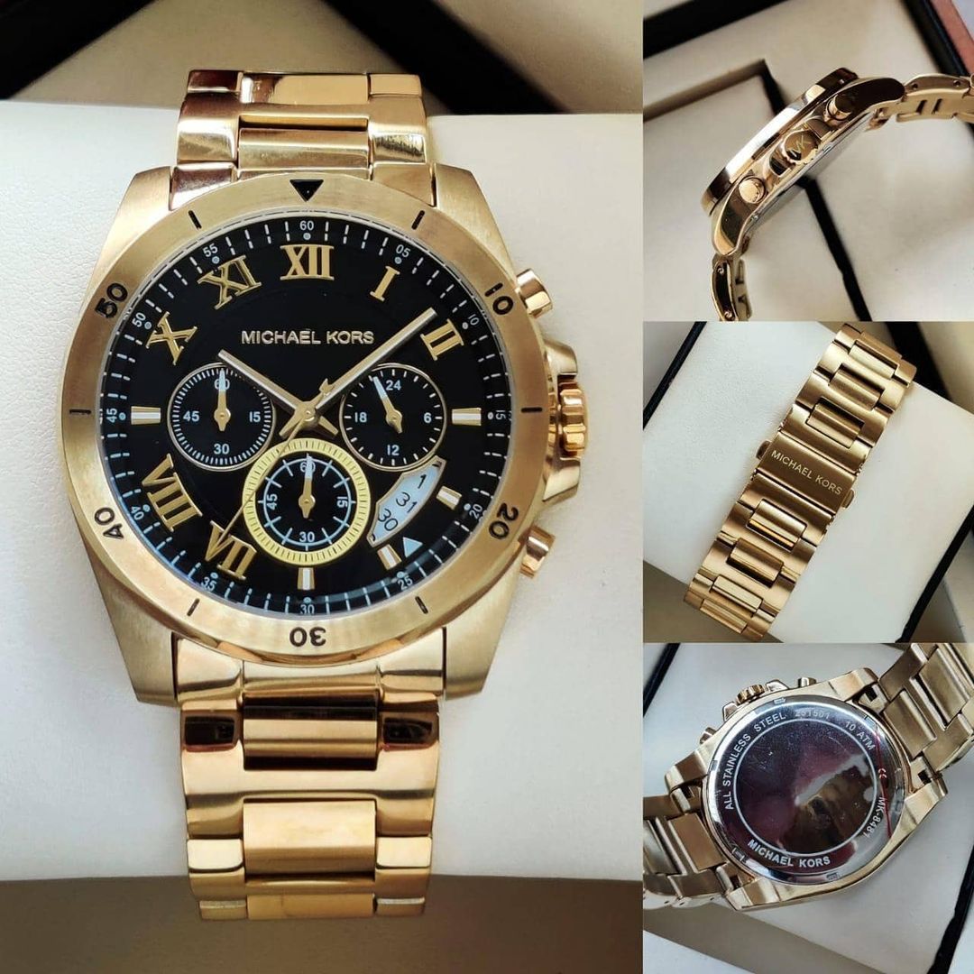 Gold Black Metal Watch
