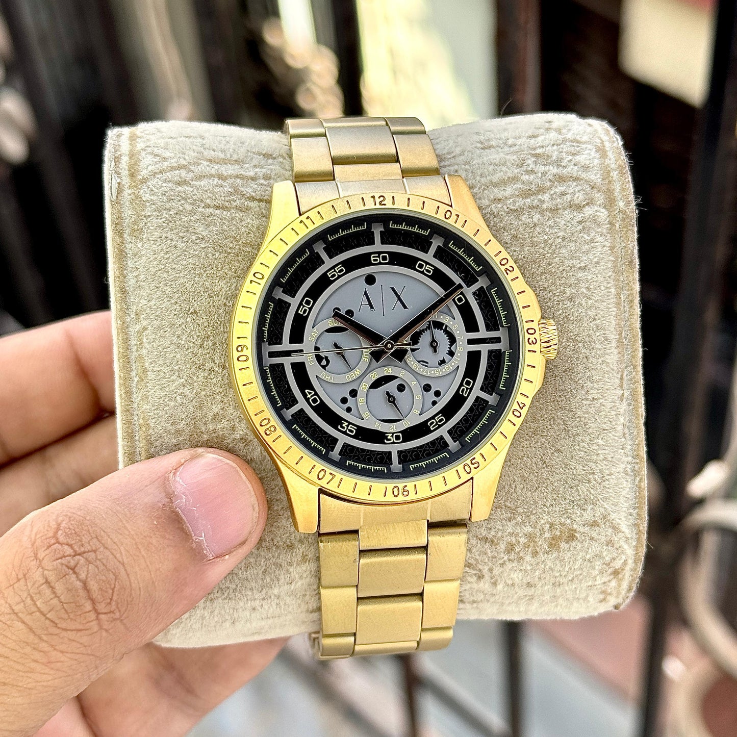 Gold Black Chronograph Watch