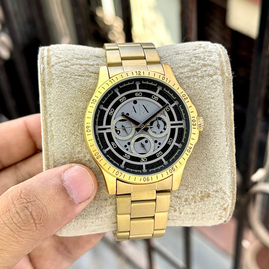 Gold Black Chronograph Watch