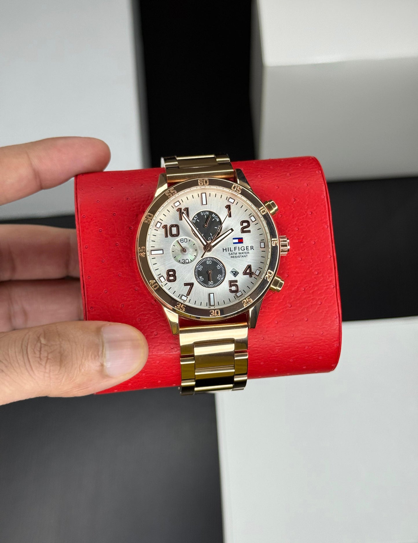 Rose Gold White Chronograph Watch