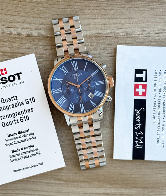 Silver Rose Gold Blue Watch