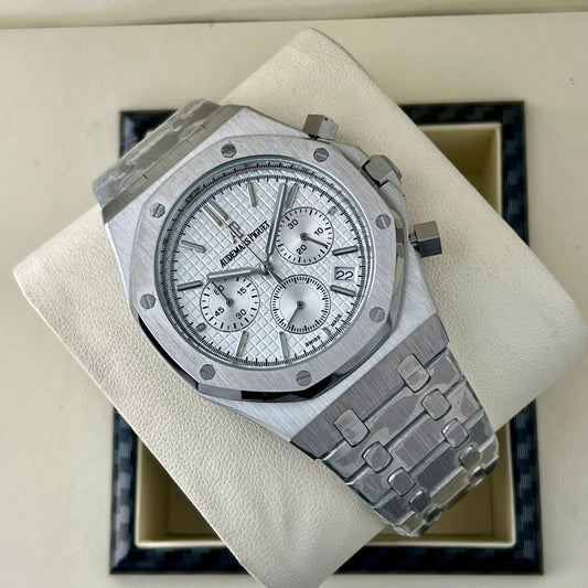 All Silver Chronograph Watch