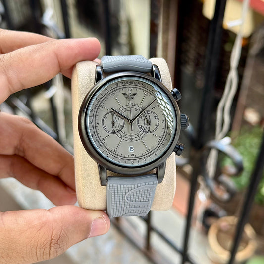 Grey Black Chronograph Watch