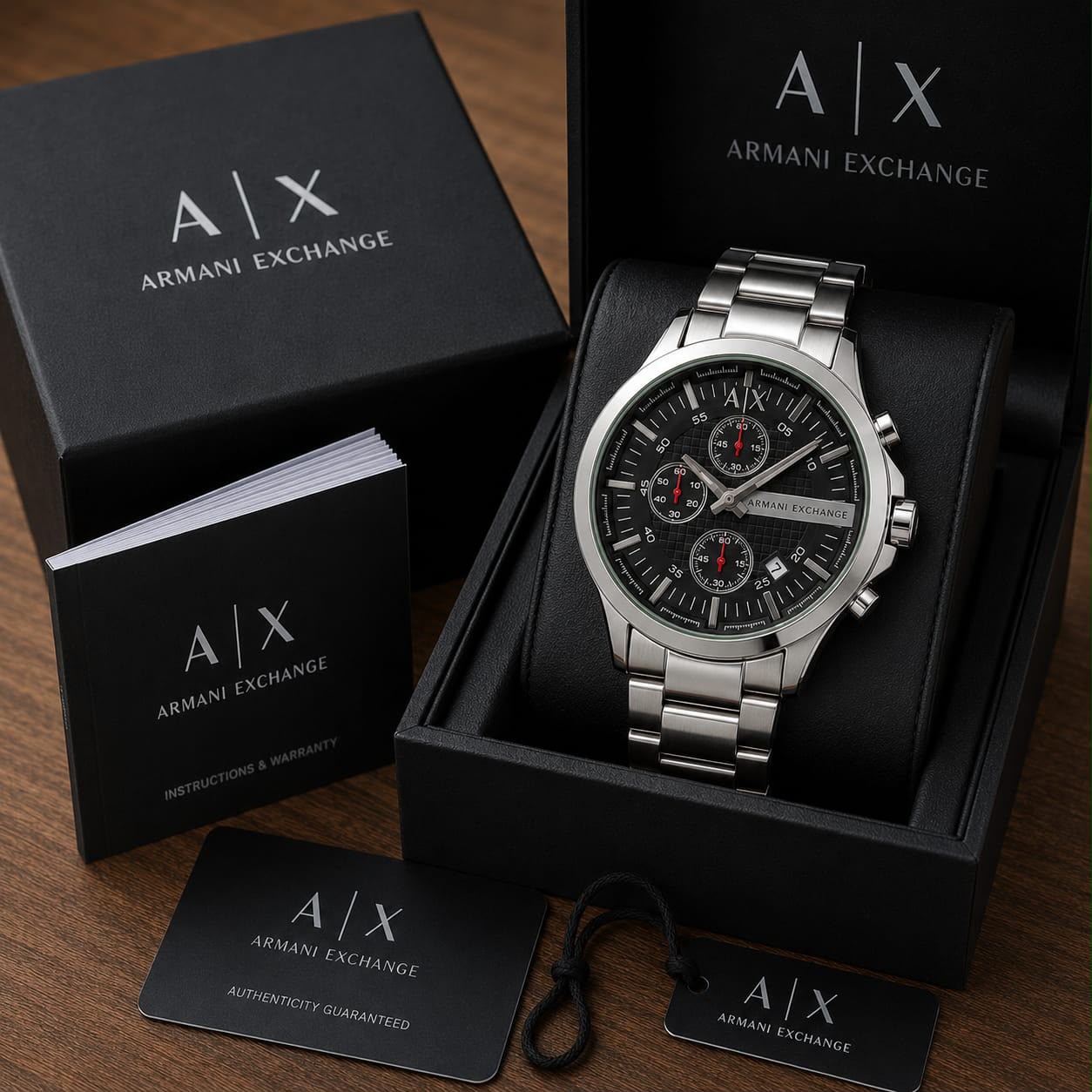 Silver Black Chronograph Watch