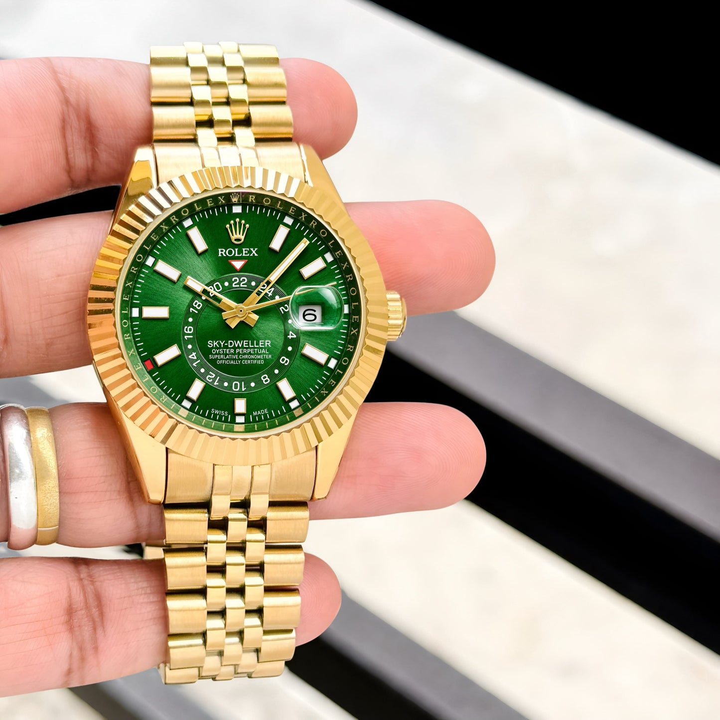 Silver Green Premium Watch