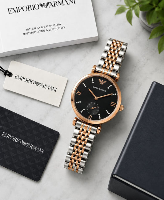 Silver Rose Gold Black Women's Watch