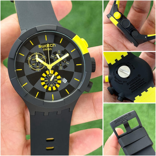 Black Yellow Chronograph Watch