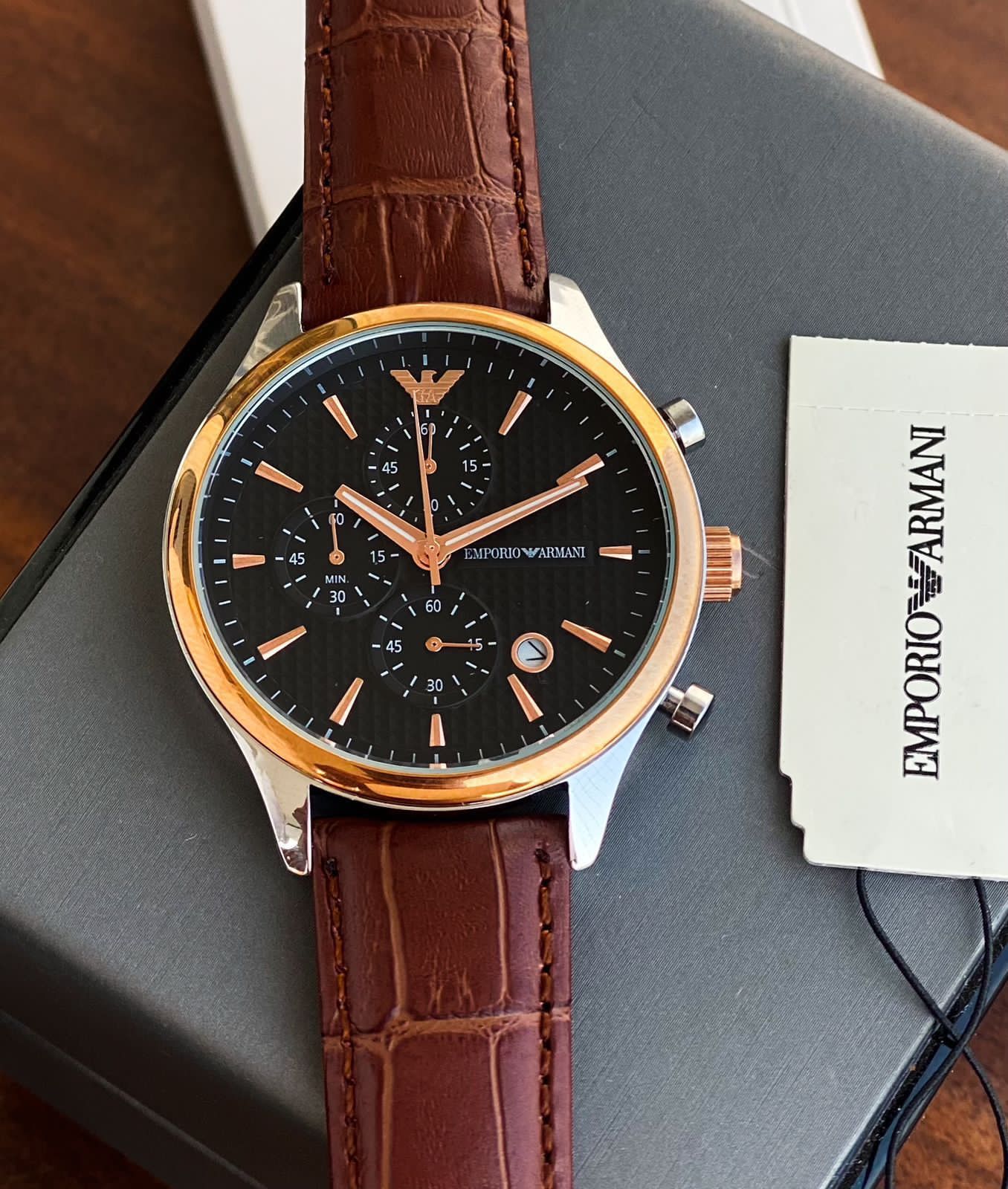 Brown Black Chronograph Watch