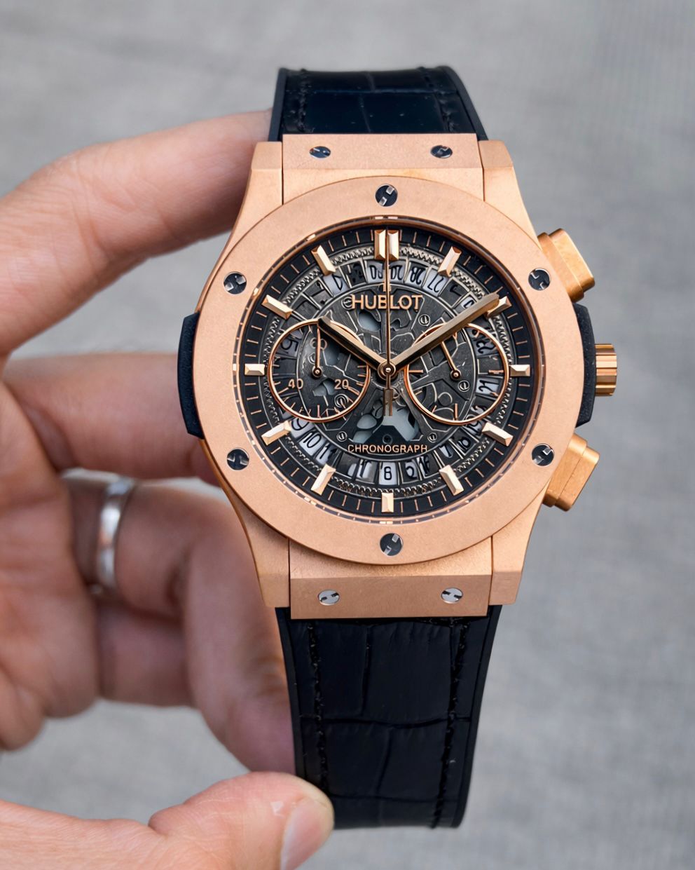 Black Rose Gold Leather Watch