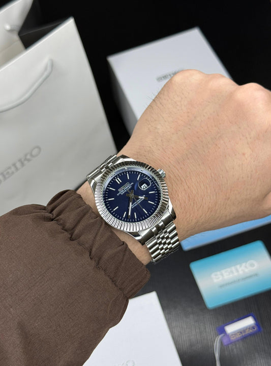 Silver Blue Metal Watch