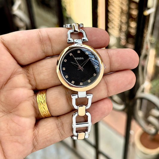 Silver Rose Gold Black Women's Watch