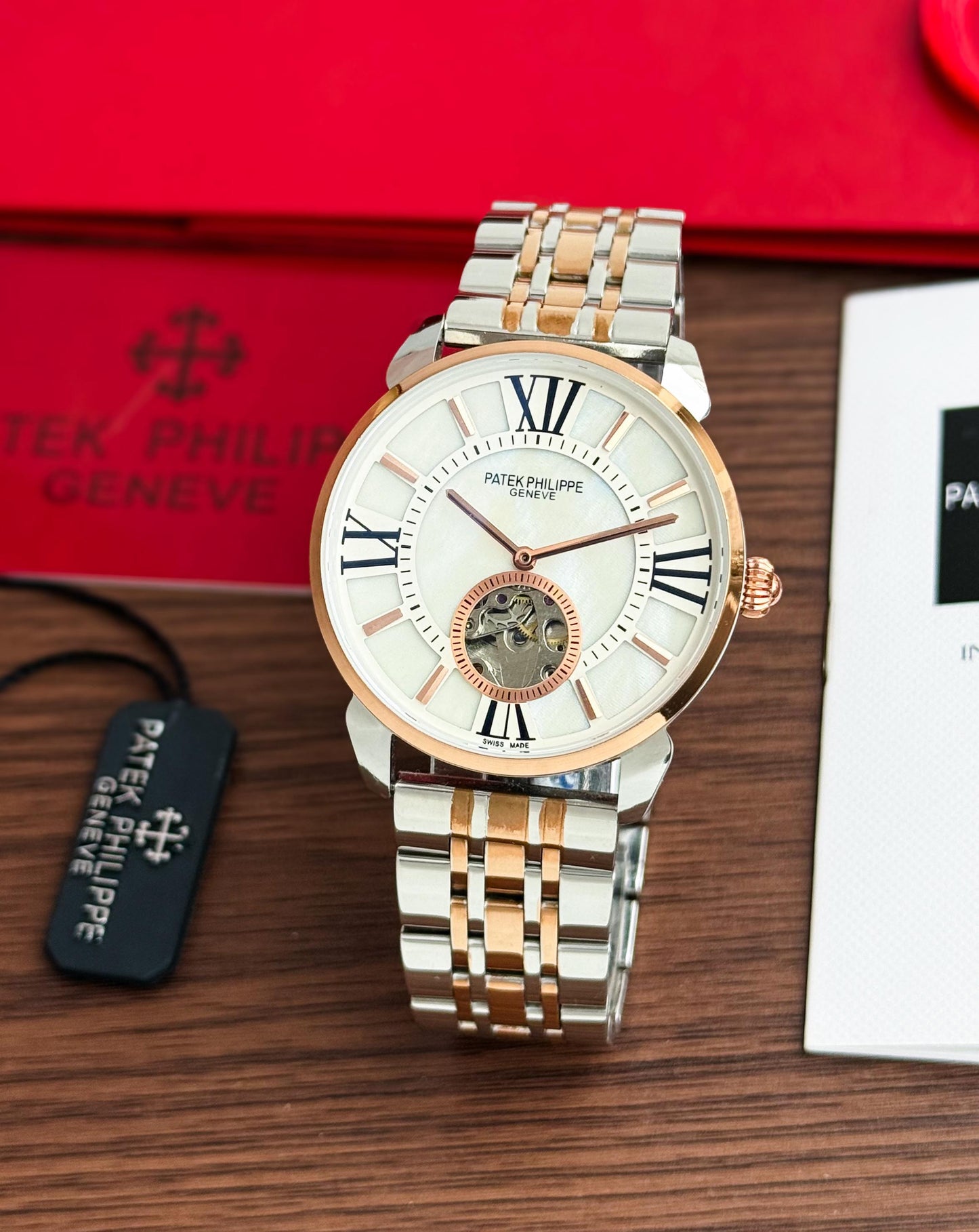 Silver Rose Gold Automatic Metal Watch