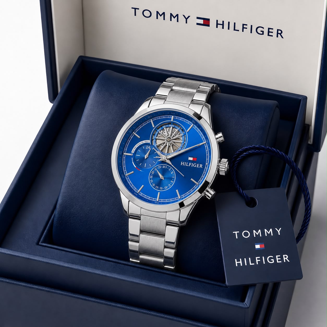 Silver Blue Automatic Metal Watch