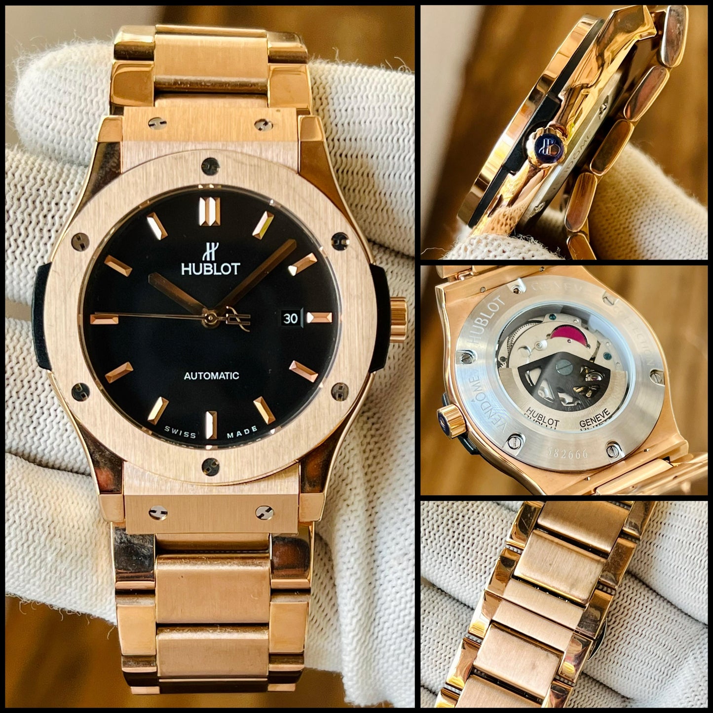 Rose Gold Black Automatic Watch