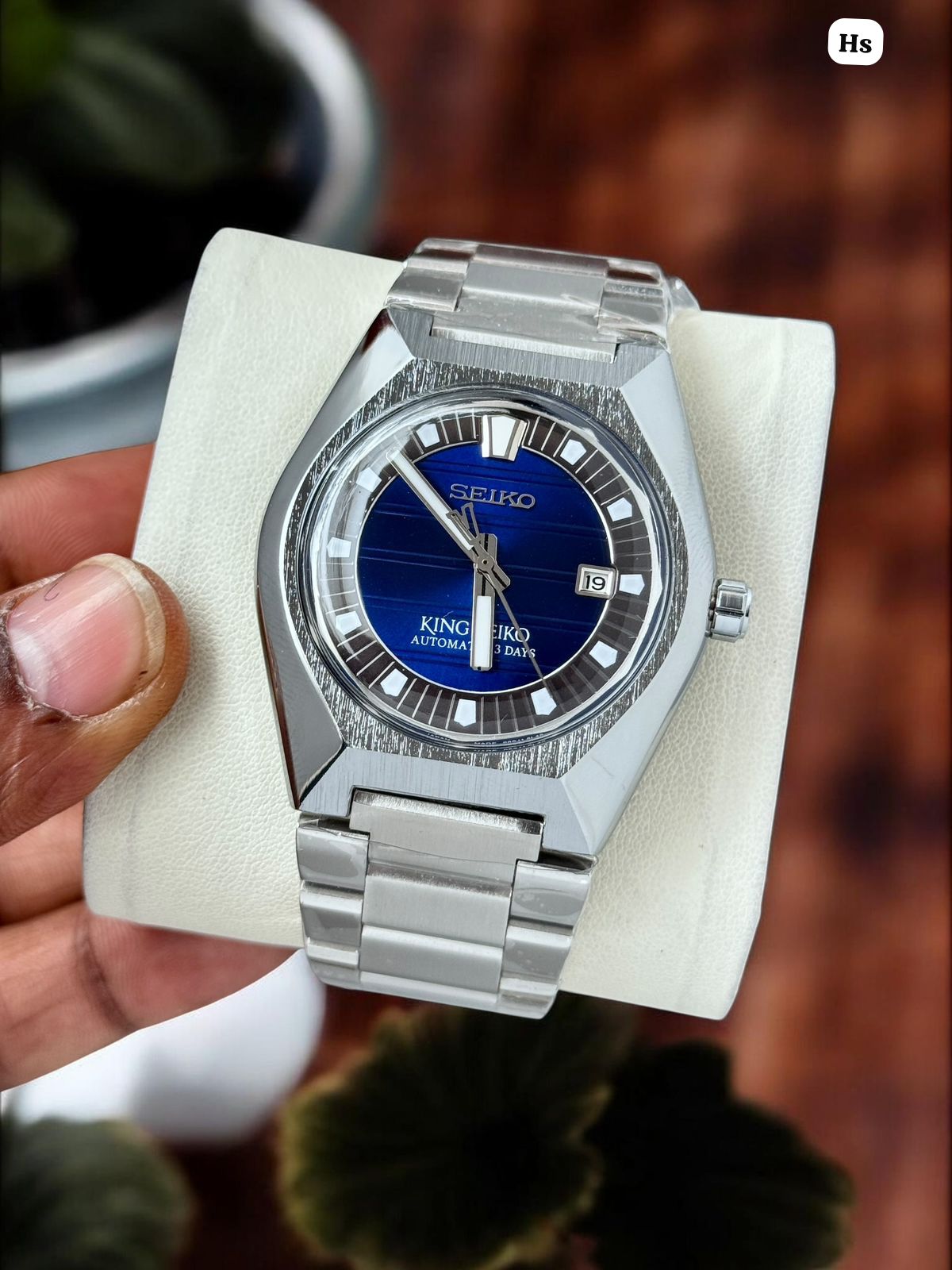Silver Blue Automatic Metal Watch