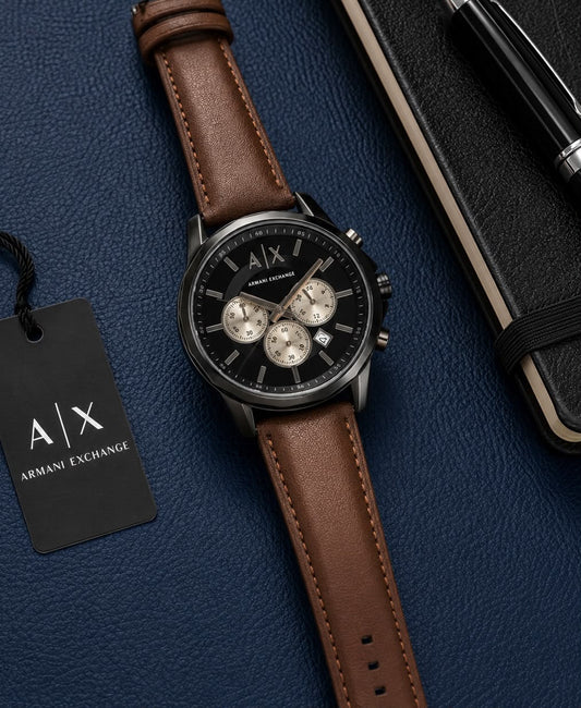 Brown Leather Black Dial Watch
