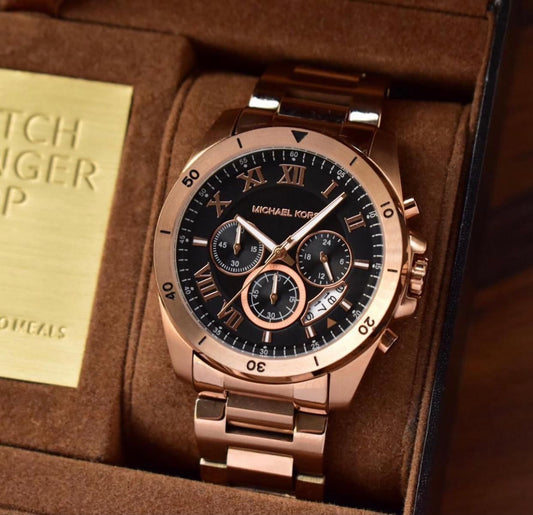 Rosegold Black Metal Watch