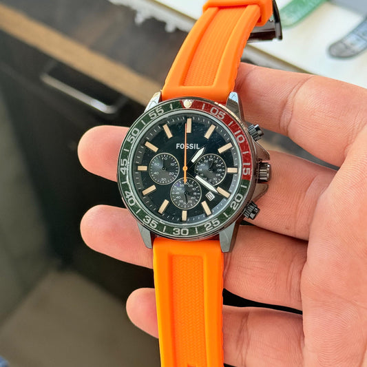 Orange Black Chronograph Watch