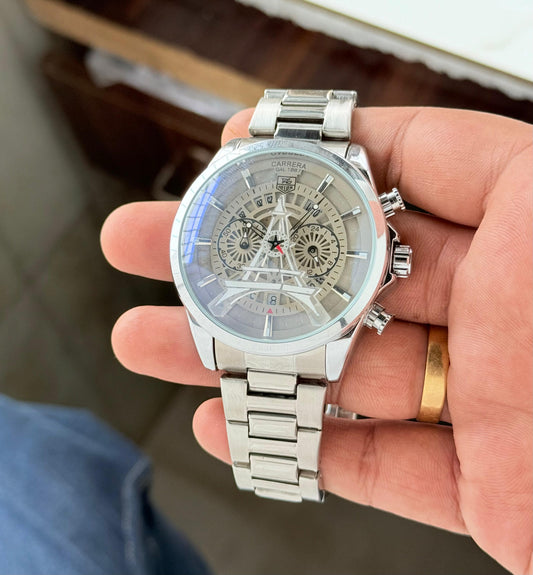 All Silver Grey Chronograph Watch