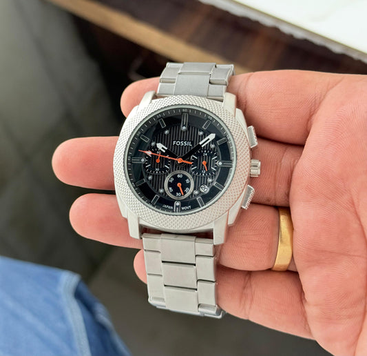 Silver Black Chronograph Watch