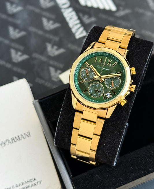 Gold Green Chronograph Women's  Watch