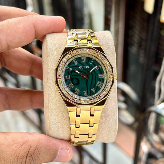 Gold Green Women's Metal Watch