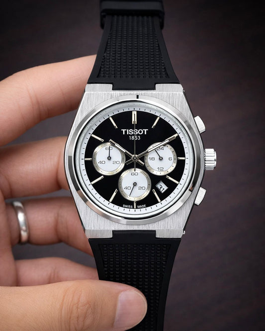 Black Silver Fibre Watch