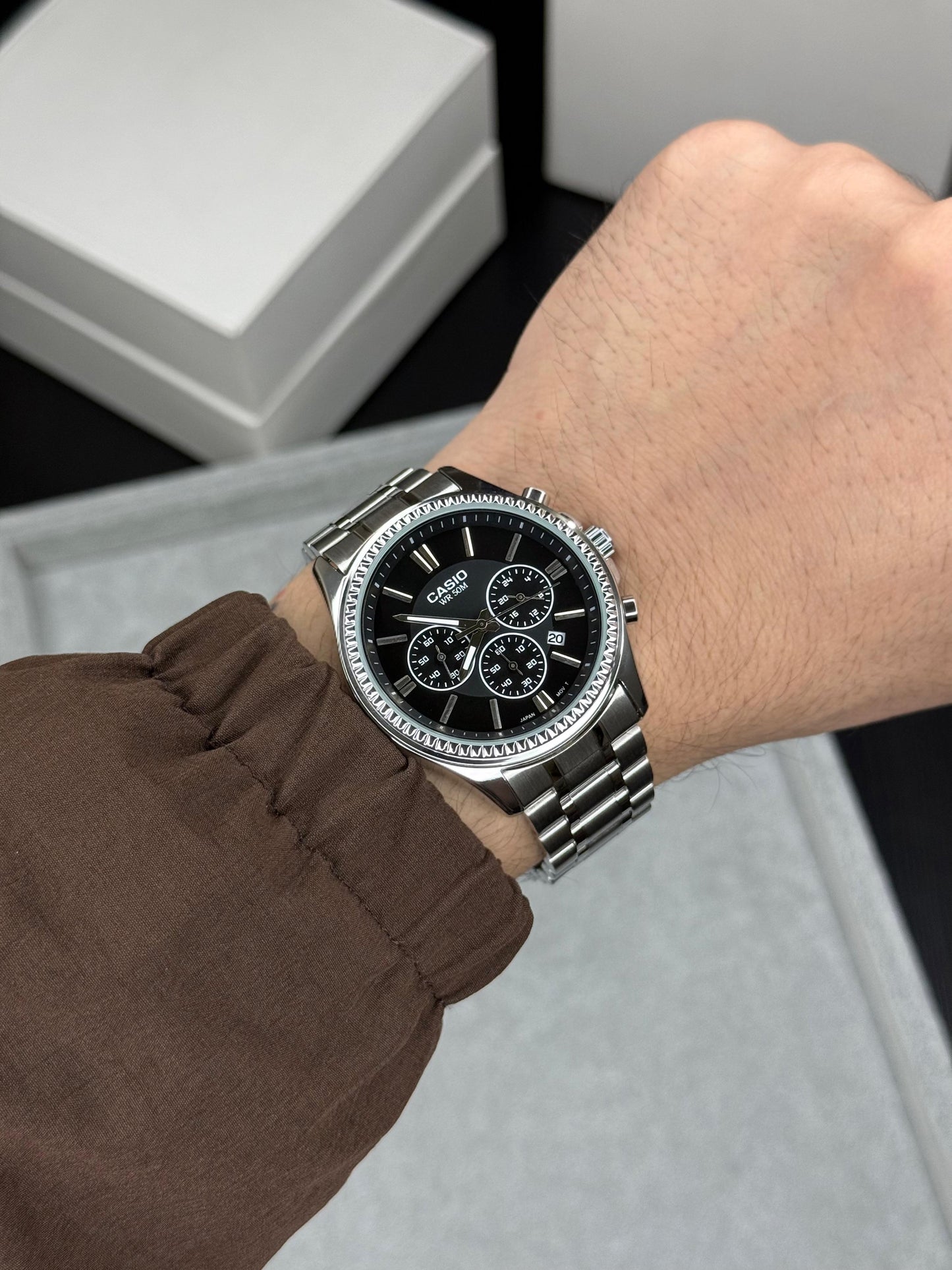 Silver Black Metal Watch