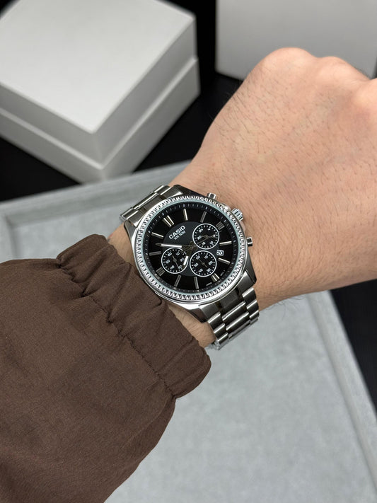 Silver Black Metal Watch