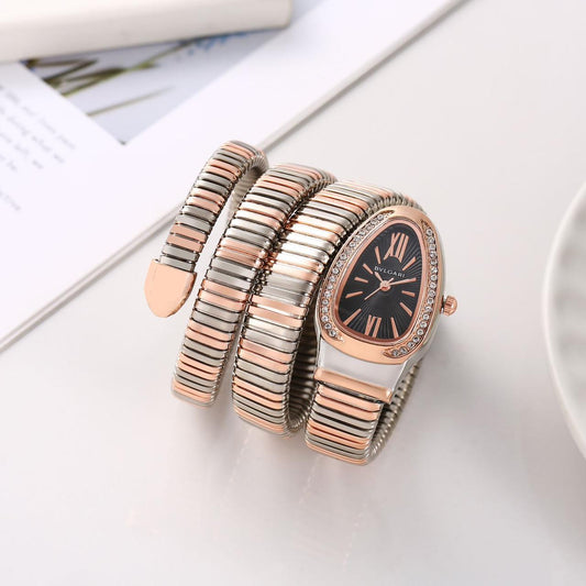 Silver Rose Gold With Black Dial Women's Watch