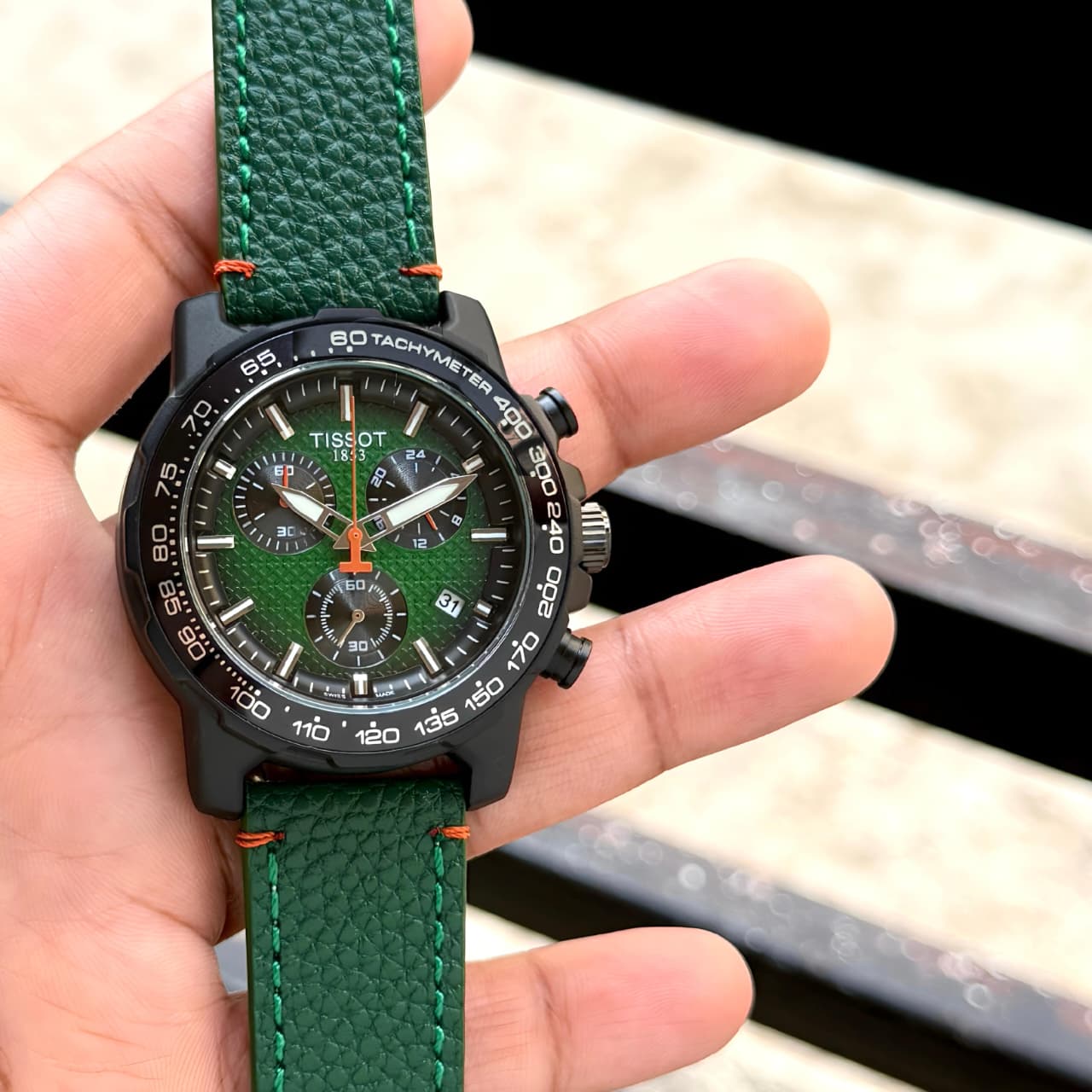 Green Black Chronograph Watch