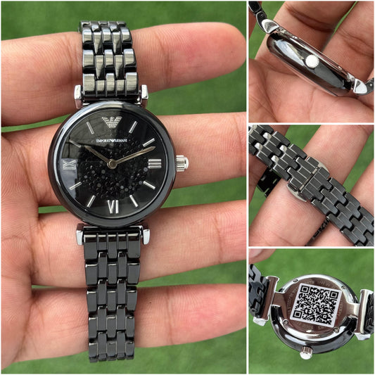 All Black Silver Ceramic Women’s Watch